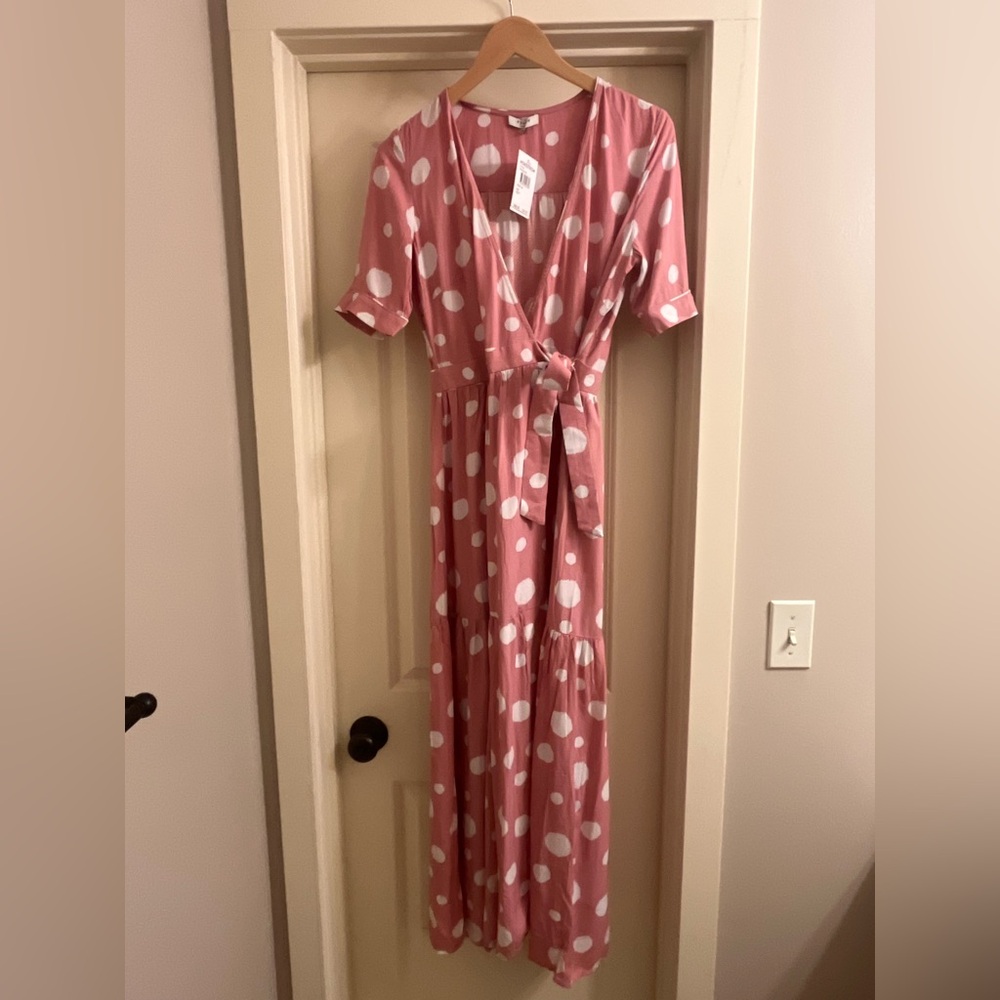 FRNCH Pink and White Patterned Dress